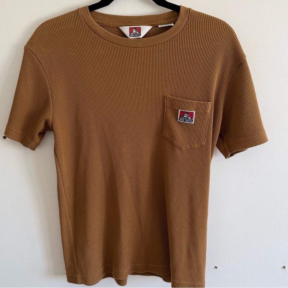 Ben Davis NWOT Waffle Knit Thermal Short Sleeve Tee Brown Casual Classic Skater